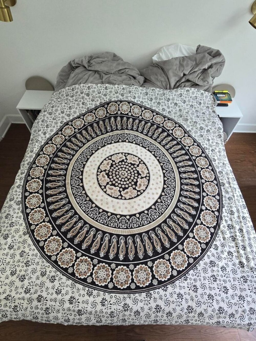 Black Brown Cream Mandala Shower Curtain